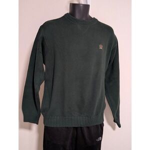 Men's Vintage Tommy Hilfiger 100% Cotton Green Knit Pullover Sweater Size Large